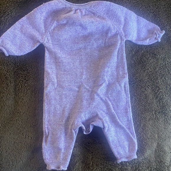 GAP Purple Footies One Piece with Cozy Material and Bow Detail - Picture 3 of 4
